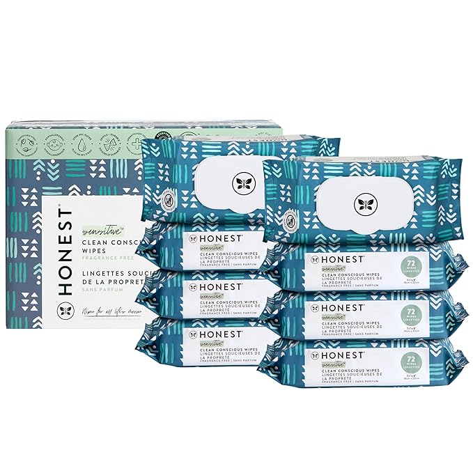 The Honest Company Hypoallergenic Multi-Use Baby Wipes for Sensitive Skin, Balance Blues, 576 Count