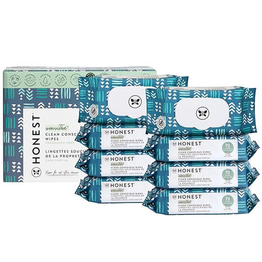 The Honest Company Hypoallergenic Multi-Use Baby Wipes for Sensitive Skin, Balance Blues, 576 Count