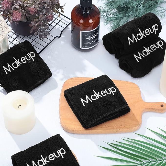 Shimeyao 30 Pack Makeup Towels Black Makeup Washcloths for Face Classic Soft Microfiber Remover Cloth 13x13 Inch Quick Dry Face Towels for Cleansing Hand