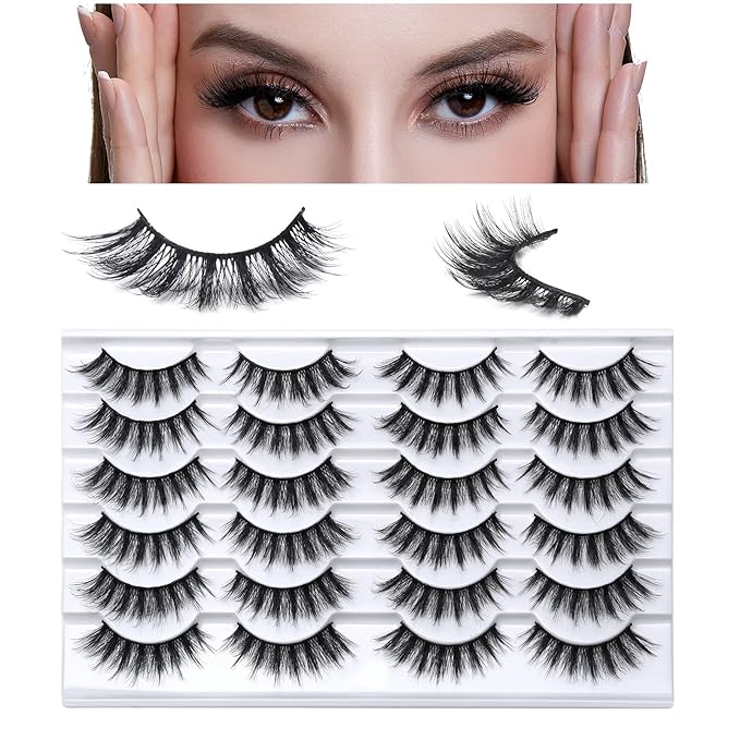 SONAFEEL Wispy Lashes Hybrid Eyelashes Cat Eye Lashes Natural Look 15mm 12Pairs Strip Lashes Pack 3d Mink Lashes Fluffy Lightweight Reusable Fake Eyelashes