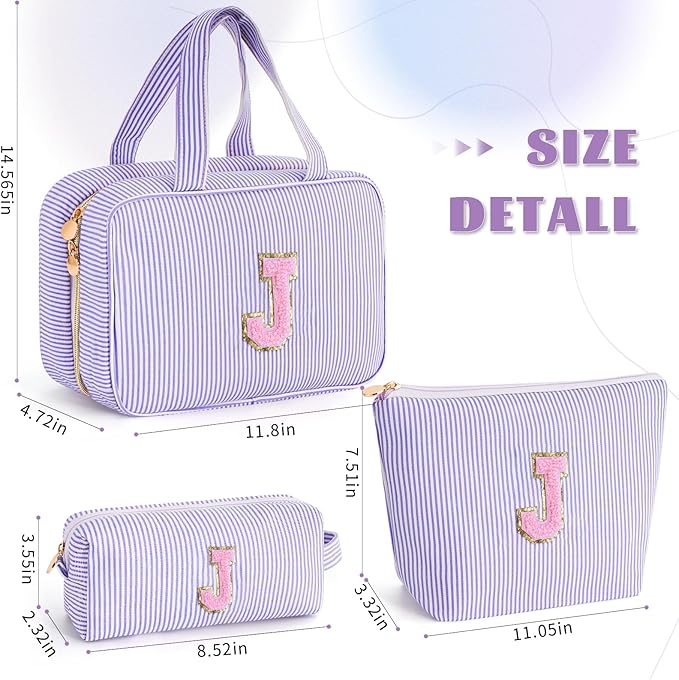 Birthday Gift for Girls Toiletry Bag Makeup Bag Cosmetic Bag Teacher Gifts for 3 4 5 6 7 8 9 10 11 12 13 Year Old Girls - Lavender,J