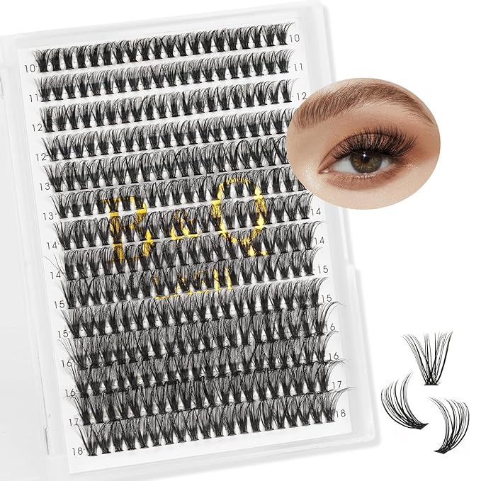 B&Qaugen Lash Clusters Individual Lashes Lash 280 PCS Eyelash Clusters False Eyelash Lash Extension Fluffy Natural Cluster Eyelash Extensions DIY Eyelash Extensions at Home (9-16 MIX, 35D+45D-C)