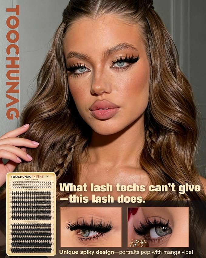 Spiky Manga Lash Clusters 12-20mm Anime Eyelash Clusters 300pcs Cluster Eyelash Extensions Fairy Eyelashes Cluster with Bottom Individual Lashes 80D+100D Volume DIY Lash Extension by TOOCHUNAG