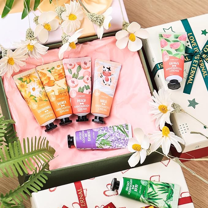 7 Pack Hand Cream Gifts Set for Women, Valentines Day Gifts for Her, Birthday Gifts for Women,Teacher Nurse Appreciation, Mini Moisturizing Hand Lotion Travel Size in Bulk for Dry Cracked Hands