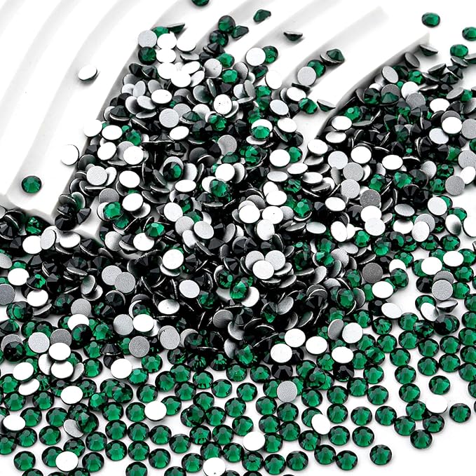 MEIBITE Flatback Rhinestones Bulk, 2880PCS Malachite Green Rhinestones for Clothes DIY Decoration Crafts, Malachite Green, SS30, 6.3-6.5mm