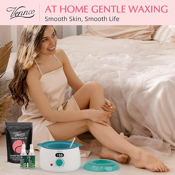 Vennco 2.5lb Pink Rose Hard Wax Beads for Hair Removal - Gentle Hard Wax for Face, Bikini, and Brazilian Areas - Wax Refill for Full Body Professional Home Waxing