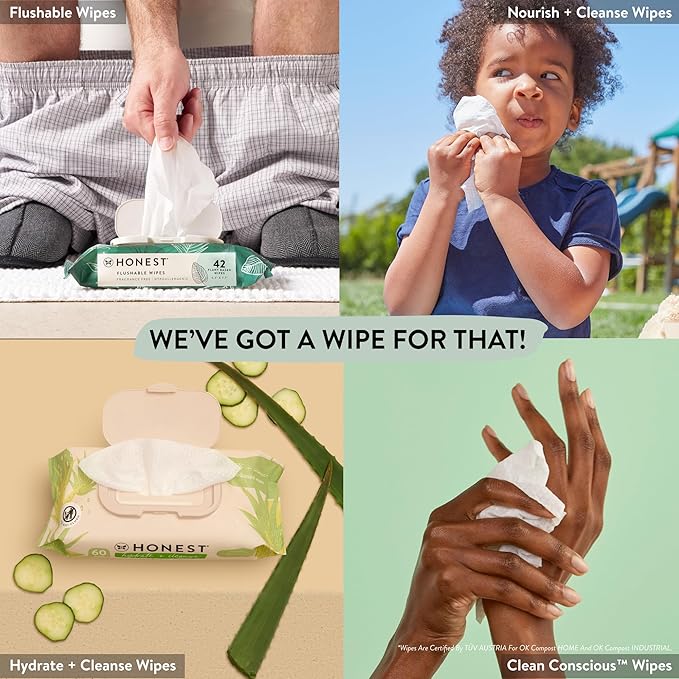 The Honest Company Hypoallergenic Multi-Use Baby Wipes for Sensitive Baby Skin, Terrazzo, 36 Count