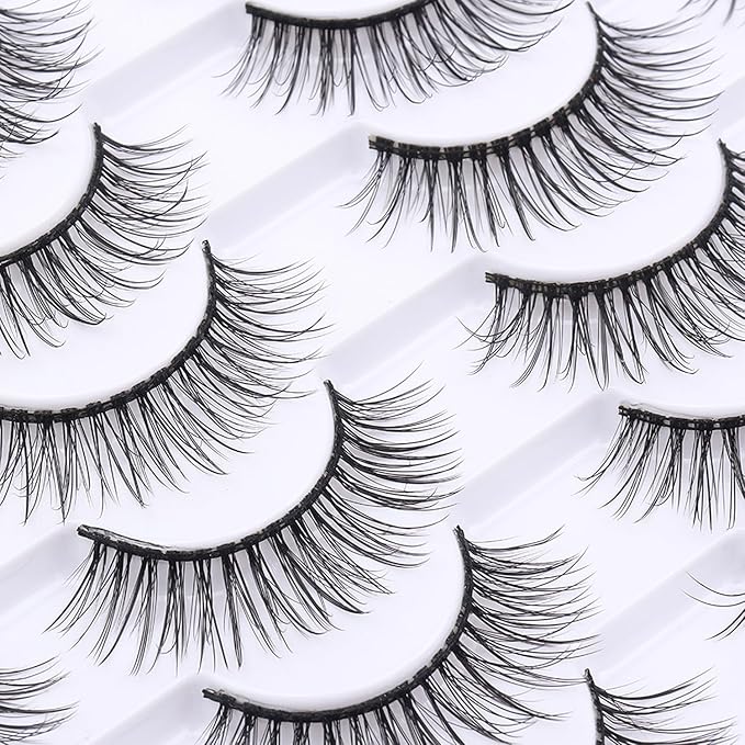 False Eyelashes 20 Pairs Wispy Lashes Faux Mink Lashes 14mm 3D Fluffy Cat Eye Lashes （style 20-064)