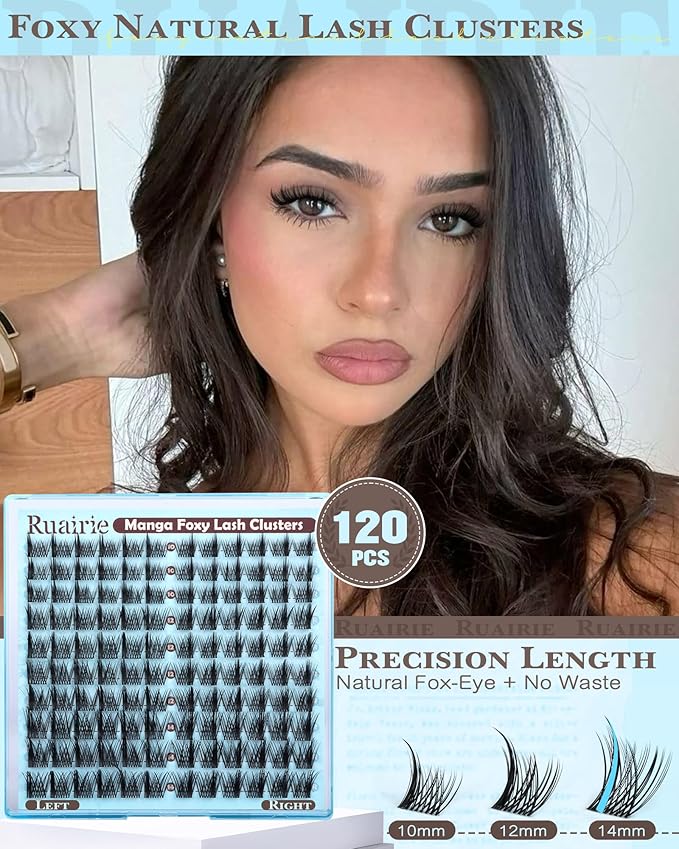 Manga Lash Clusters Natural 10-14mm Eyelash Clusters Wispy Cluster Eyelash Extensions Spiky Lashes Clusters Anime Eyelashes Clusters Fox Eye Cluster Lashes C-Curly DIY Lash Extension by Ruairie