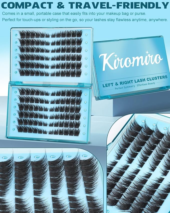 Kiromiro Lash Clusters Wispy Eyelash Clusters Left n Right Cluster Eyelash Extensions Spike Fox Eye Lash Clusters 10-18mm Volume Pre-Mapped Individual Lashes Clusters