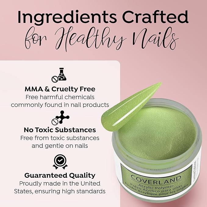 Tones Coverland Acrylic Nail Powder "Sour Apple" - Limited Edition Acrylic Powder for Nail Design, Sculpting, and Masking Nail Bed Imperfections - (1.5 Oz)