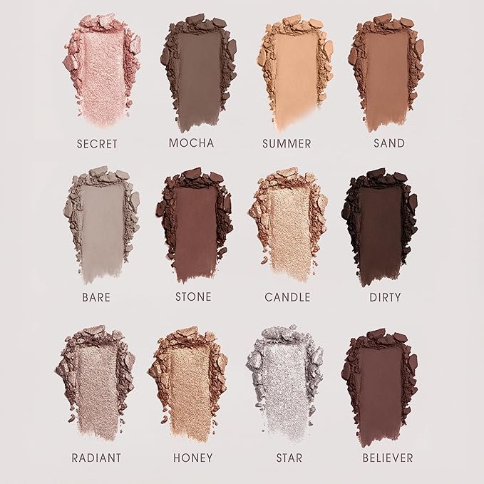 Lamora Attraction Eyeshadow Palette - 12 Soft Brown Shadows, Multi-Use Eye Makeup Palette with Matte & Shimmer Finishes, Ultra-Blendable Everyday Neutrals, Long-lasting Wear, Travel Makeup with Mirror