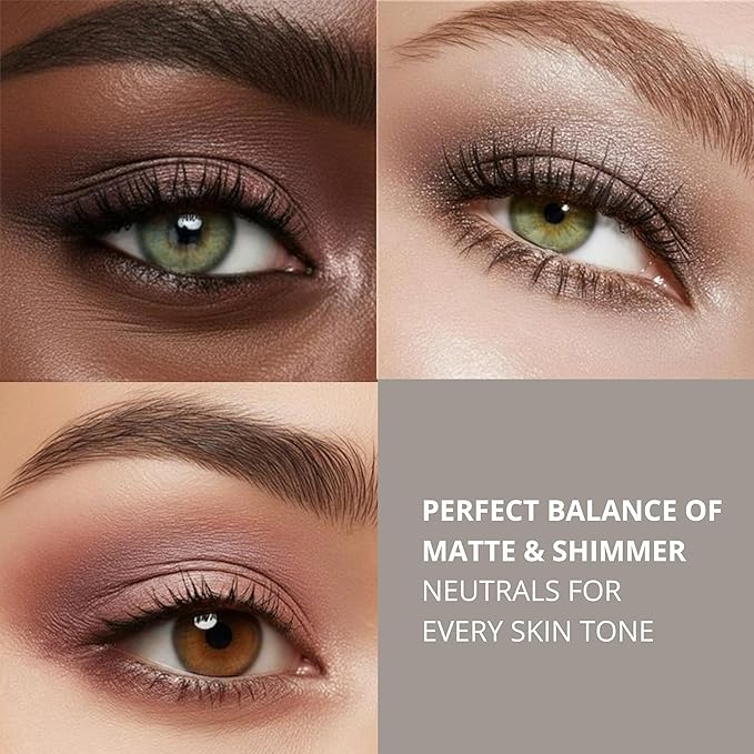 Lamora Attraction Eyeshadow Palette - 12 Soft Brown Shadows, Multi-Use Eye Makeup Palette with Matte & Shimmer Finishes, Ultra-Blendable Everyday Neutrals, Long-lasting Wear, Travel Makeup with Mirror