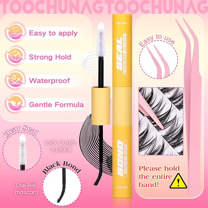Manga Lash Clusters Kit 8-14mm Natural Eyelash Clusters DIY Lash Extension Kit Anime Lashes Clusters Thin Band Individual Cluster Eyelash Extensions with Lash Glue&Tweezers by TOOCHUNAG