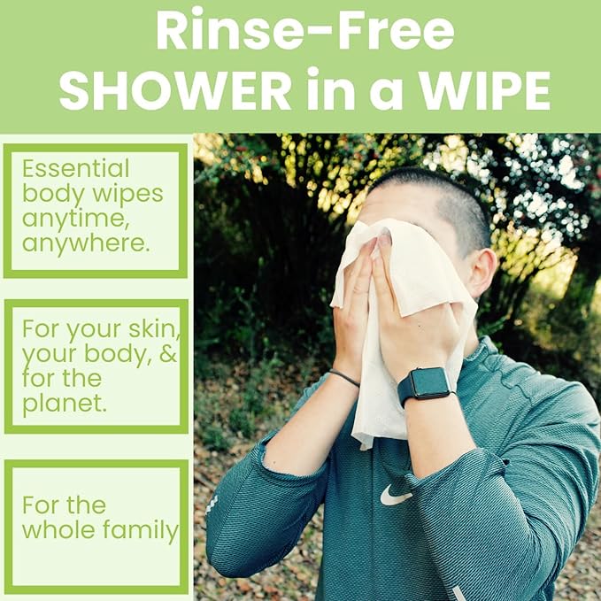 HyperGo XL Body Wipes for Women & Men – 12" x12" Rinse-Free Full Body Cleansing Wipes 20 Count Pack - Cucumber | Biodegradable, Hypoallergenic, Aloe-Infused | Gym, Festival, Camping Essentials