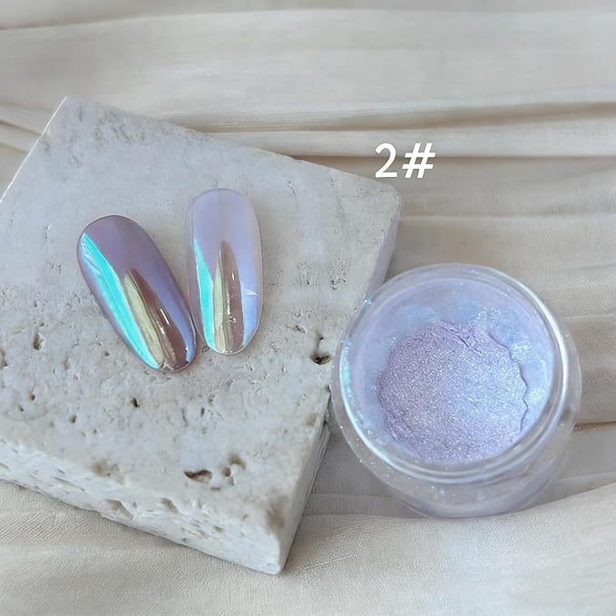 CHARMING MAY Moonlight Rainbow Chrome Nail Powder,3 Jars Aurora Nail Powder Unicorn Mermaid Chrome Powder for Nails Nail Art Glitter (Moonlight#123)