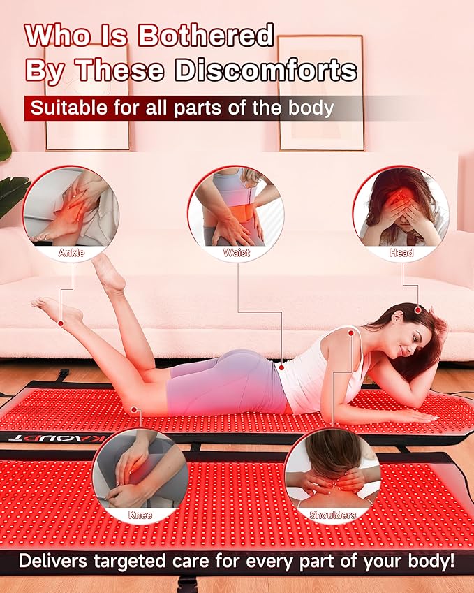 2026 Medical-Grade TPU Red Light Therapy Mat for Full Body Pain Relief, 72"x33" Dual Wavelength Infrared Red Light Blanket with 2600 LEDs for Home Use