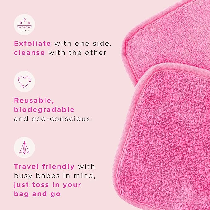 ERASE YOUR FACE Reusable Makeup Remover Cloths - Microfiber Face Towels to Cleanse & Remove Makeup - Water Activated for Sensitive Skin - Multi-Bright (Mini, 7 Count)