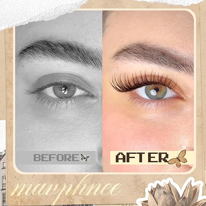Mavphnee Brown Lash Clusters Wispy Cluster Eyelash Extensions Natural Cluster Lashes C-Curly Fairy Eyelash Clusters Dark Brown Individual Lashes Travel Pack DIY Anytime Anywhere (126Pcs, 10-16MM)