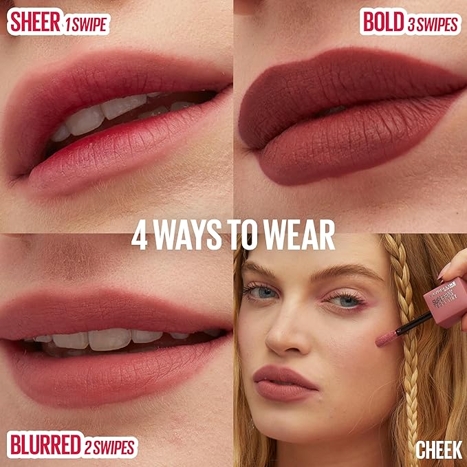 MAYBELLINE Super Stay Teddy Lip Tint, Long Lasting Matte Lipstick for Up To 12HR Wear, Soft Era, 1 Count
