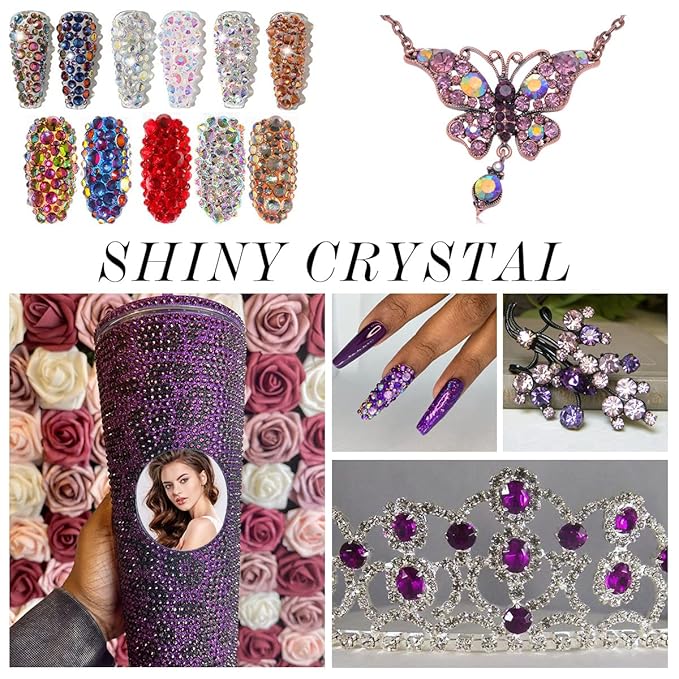 288Pcs Amethyst Crystal Rhinestones,Glass Flatback Rhinestones Gemstones for Nail Face Makeup Art Crafts Clothes Decoration -(SS30,6.5mm,Amethyst)