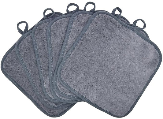 BloomSesame Makeup Remover Cloths for Face, Eye, Lips - Reusable Makeup Remover Pads Soft Microfiber Facial Cleansing Cloths 8 x 8 inch 6 Pack (Gray)
