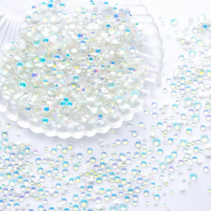 Meibite F White Flatback Rhinestones, Glass Rhinestones for Nail Art and Craft, Glue Fix, Loose Crystal Gemstones(F White, SS30, 288pcs, 6.4-6.6mm)