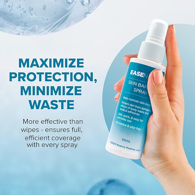 Quick-Drying, Low-Residue Ostomy Barrier Spray – Barrier Spray Ideal for Sensitive Skin - Silicone Skin Prep for Pain-Free Application and Removal of Ostomy Pouches and Bandages