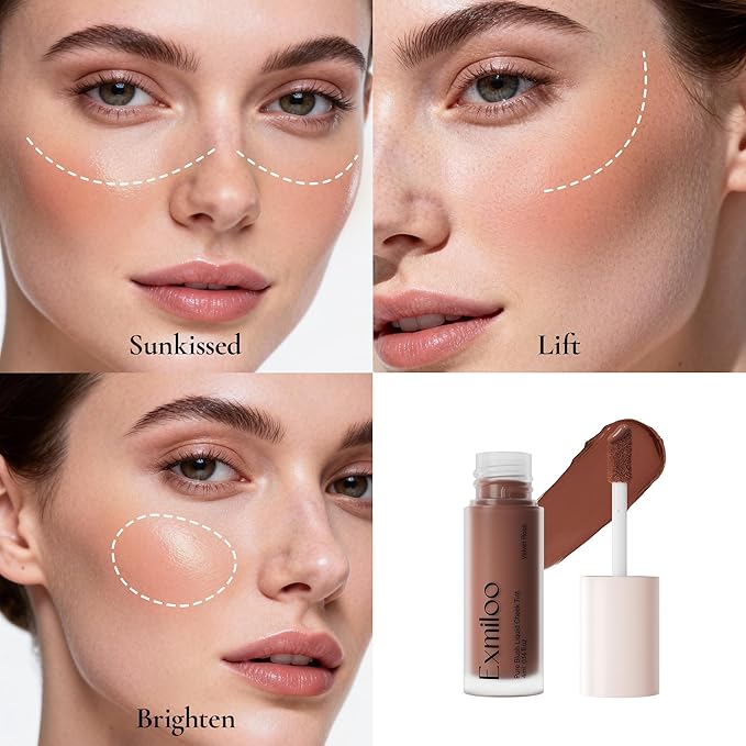 Exmiloo Liquid Blush - Lightweight Liquid Blush for Cheeks - Long-Lasting Liquid Matte Blush Makeup, Blendable & Buildable, Vegan & Cruelty-Free, Velvet Rose