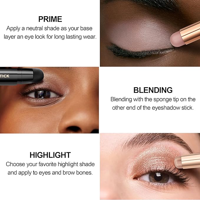 FV Cream Shimmer Eyeshadow Stick，Long Lasting & Waterproof, Multi-Use & High Pigment Eyeshadow Makeup Stick, Smoky Grey Shimmer