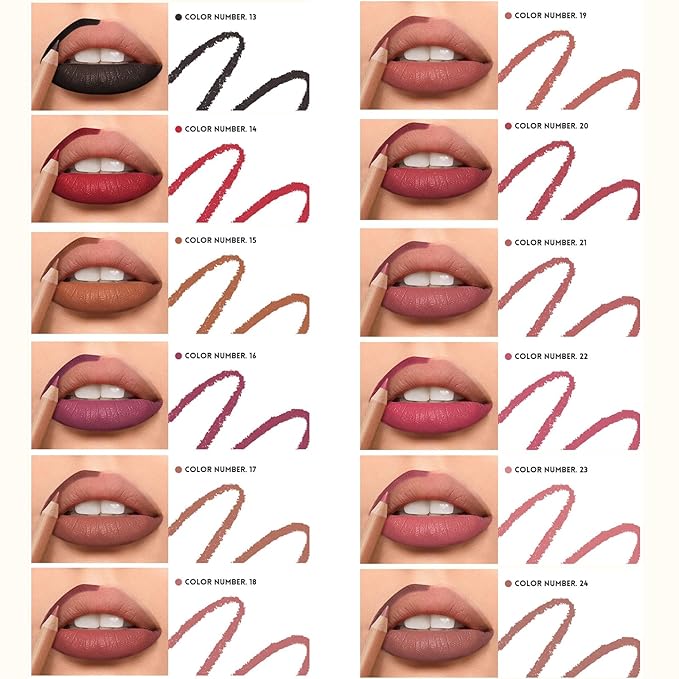 Erinde Nude Matte Lip Liner Set, 12 Colors Lipliner Pencil Pack with Sharpener for Define & Sculpt Lip, Long-Lasting Waterproof Non-Smudge Brown Mauve Nude Peach Plum Lipliner Delineador De Labios