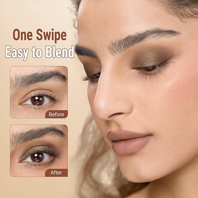 exmiloo Cream Eyeshadow Stick - 2-in-1 Dual-Ended Shimmer Eye Shadow Stick - Silky Smooth, Waterproof, Crease-Proof, Long-Lasting Eyeshadow for Women Girls (Bronze Glow)