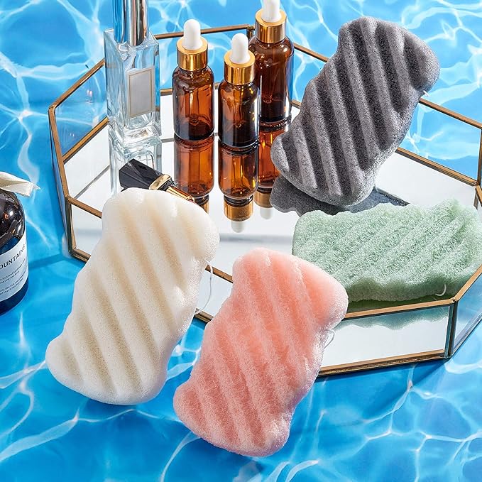8 Pieces Konjac Soft Bath Shower Sponge Body Pouf Scrubber Exfoliating Facial Cleaning Sponges Foam Loofah for Women Men Kids