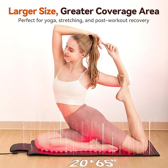 Extra Large Red Light Therapy Mat, High-Density LEDs Full Body Red Light Therapy, 660nm & 850nm Dual Wavelengths, Foldable Red Light Therapy Blanket with Timer, 40" x 16.5"