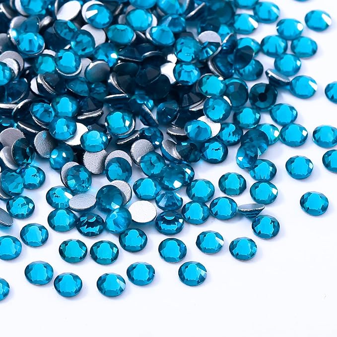 Meibite Malachite Blue Flatback Rhinestones, Glass Rhinestones for Nail Art and Craft, Glue Fix, Loose Crystal Gemstones(Malachite Blue, SS4, 1440pcs, 1.5-1.7mm)