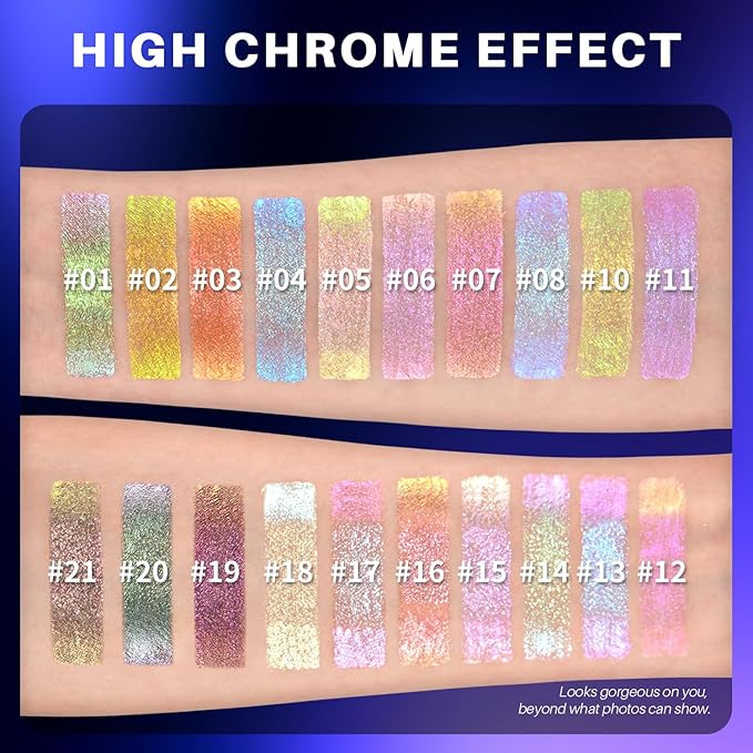 CHARMACY Liquid Duochrome Eyeshadow, Metallic Eye Looks, Long Lasting Glitter Eye Shadow Sets Metallic Pigments, Quick Drying, Sparkling Shiny Eye Makeup for Beginners, 1.6g (#01)