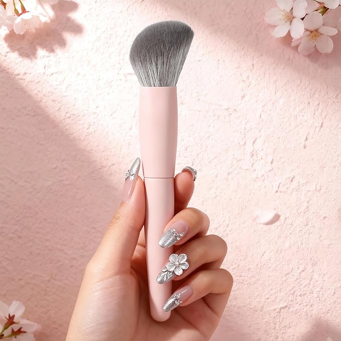 REAL PERFECTION Contoured Foundation Brush, Professional Multitask Face Blending Makeup Brush, No Streaks Even Coverage, Suitable for Liquid Cream Foundation Primer Moisturizer Blush Contour Bronzer