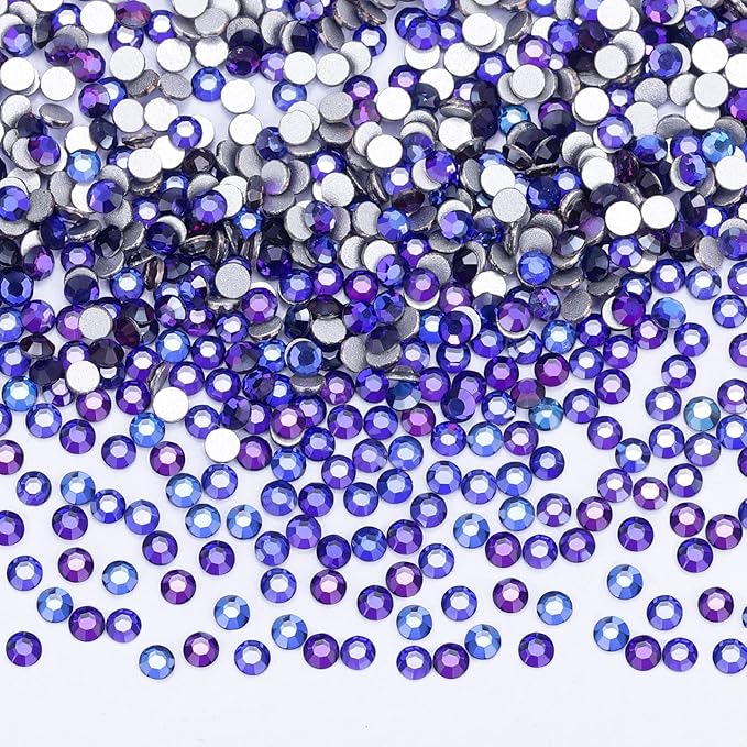 1440Pcs Purple Velvet Crystal Rhinestones,Glass Flatback Rhinestones Gemstones Small for Nail Face Makeup Art Crafts Clothes Decoration - (SS4,1.6mm,Purple Velvet)