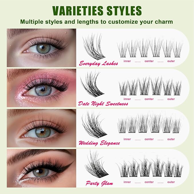 Lash Clusters Natural & Fluffy Lash Extension Kit Biodegradable Eyelash Clusters Cruelty Free False Eyelashes Lightweight