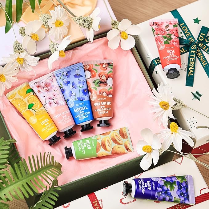 7 Pack Hand Cream Gifts Set for Women, Valentines Day Gifts for Her, Birthday Gifts for Women,Teacher Nurse Appreciation, Mini Moisturizing Hand Lotion Travel Size in Bulk for Dry Cracked Hands