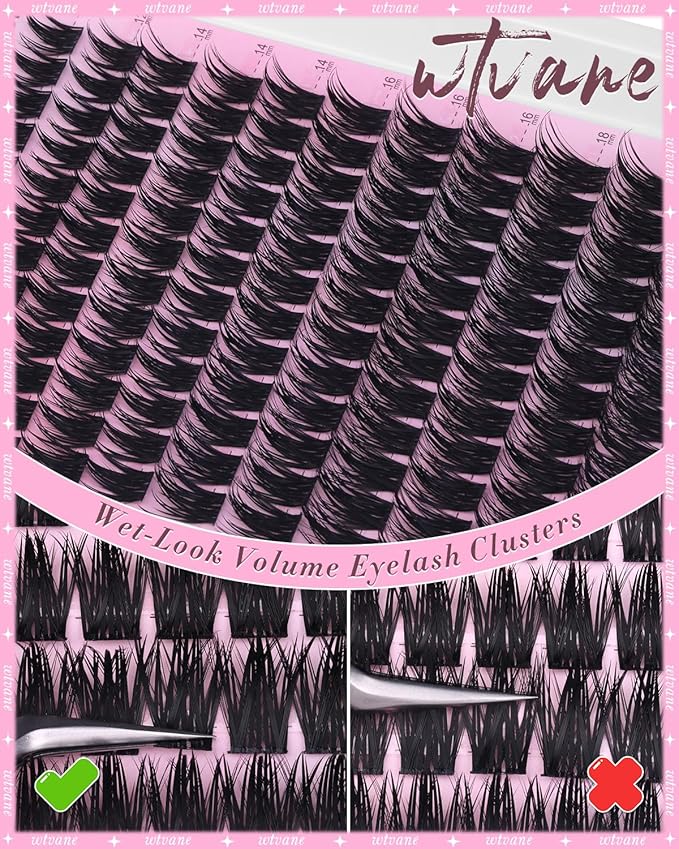 Wtavne Lash Clusters Kit Manga Eyelash Clusters Kit Wispy Lash Clusters with Spikes Volume Cluster Eyelash Extensions 12-20mm Individual Lashes Extensions Kit Anime False Eyelashes Kit Lash Bond Seal