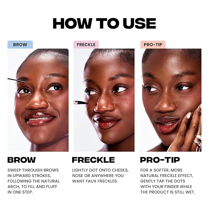 Sacheu Brow & Freckle STAY-N Tinted Eyebrow Gel & Faux Freckle Pen — 2-in-1 Longwear Water Resistant Brows Tint, Cruelty-Free & Vegan, Cold Brew