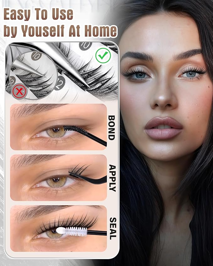 Fox Eye Lash Clusters Natural Clusters Eyelash Extensions 8-14MM Short Eyelash Clusters LC-Curly Pre-Mapped Lash Clusters Cat Eye Anime Individual Lashes Spikes Fox Eyes Lash Extension by Zegaine