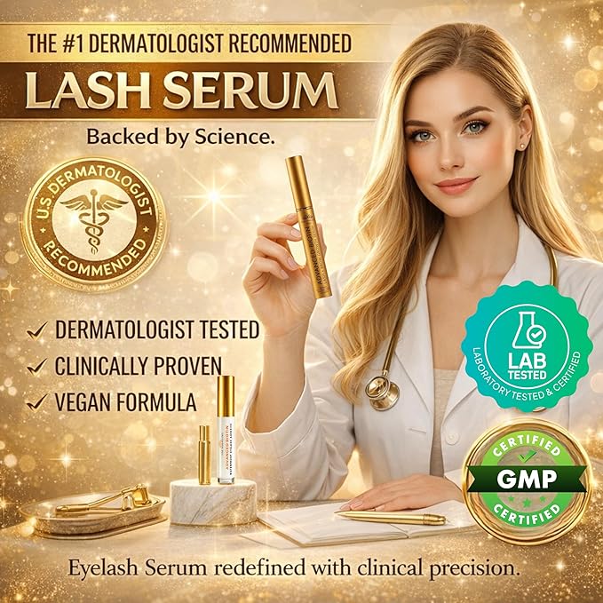 Lash Serum for Eyelash Growth – Advanced Formula Eyelash Growth Serum for Longer, Fuller, Thicker Lashes & Eyebrows – Premium Gentle Vegan Formula for Sensitive Eyes