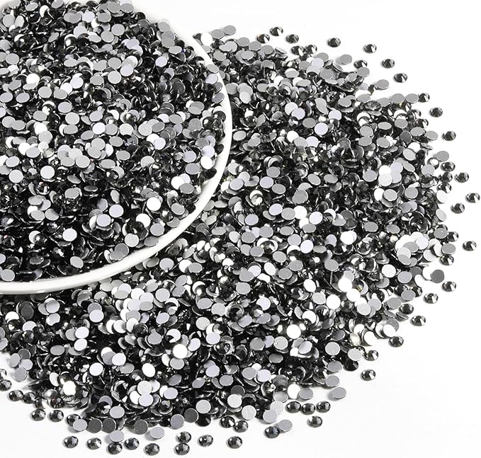 Beadsland Flatback Rhinestones Bulk,2880pcs Gray Rhinestones for Nails Crafts Clothes DIY Decoration, Black Diamond, SS30, 6.3-6.5mm