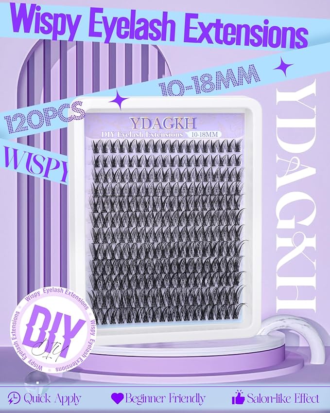 YDAGKH Wispy Lash Clusters Natural Cluster Eyelash Extensions Invisible Band Eyelash Clusters 10-18mm Individual Lashes 216Pcs DIY Pestañas Postizas Naturales Lash Extension at home