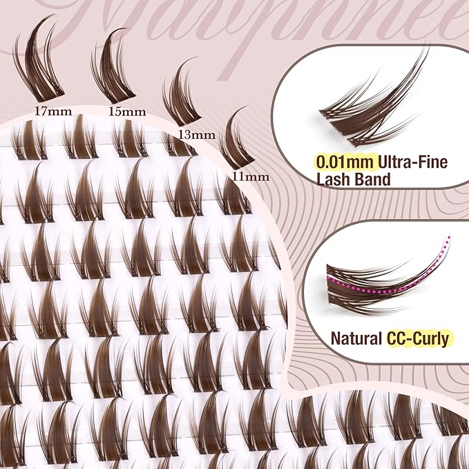 Brown Lash Clusters Manga Cluster Eyelash Extensions Spiky Cluster Lashes Fairy Individual Lashes Anime CC-Curly Eyelash Clusters DIY at Home Easy to Apply Viva Lash Spikes 11-17MM