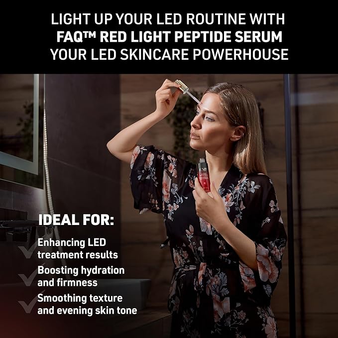 FAQ 202 Face Mask Device + Red Light Peptide Serum Bundle – 8-Mode Wireless Mask with 600 Light Points – Wearable Skincare Set