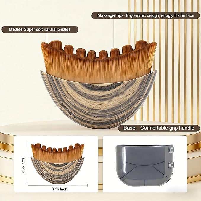 Lymphatic Contour Face Brush, Lymphatic Drainage Massager for Face, Facial Gua Sha Brush for Face Sculpting with Soft Bristle Soothesilk Anti Cellulite (2 PCS)