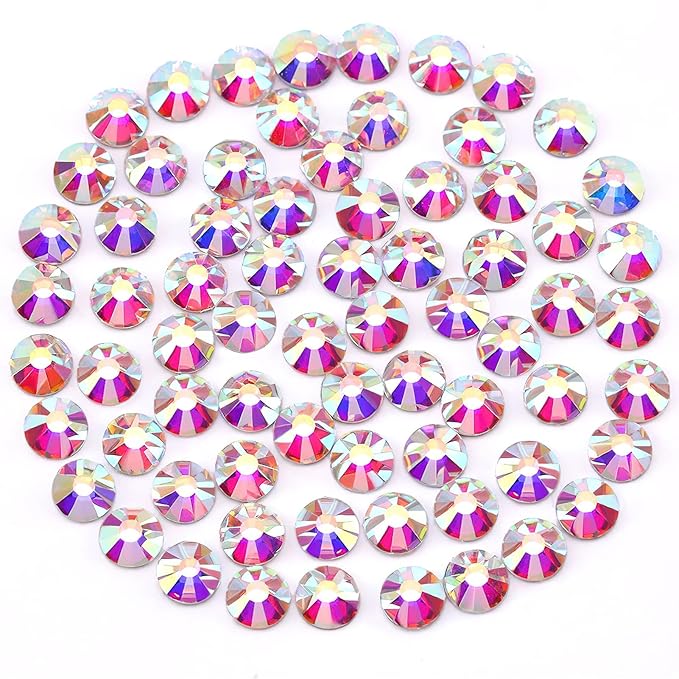 Novani Rhinestones 3000Pcs Flatback Crystal Round Loose Gemstones Glass Rhinestones for Crafts Makeup Nail Art Clothes Shoes DIY Decorations(SS10, 2.7-2.9mm,Crystal AB)